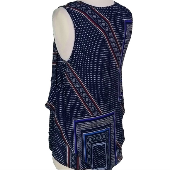 Derek Lam 10 Crosby size 4  lace up tank, blue & red ruffles & polka dots design - Picture 4 of 15